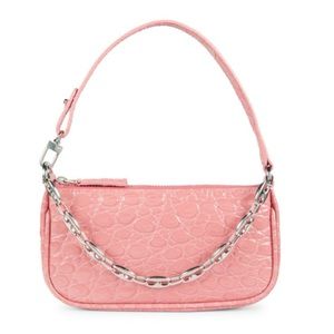 By Far Pink Croc Mini Rachel bag